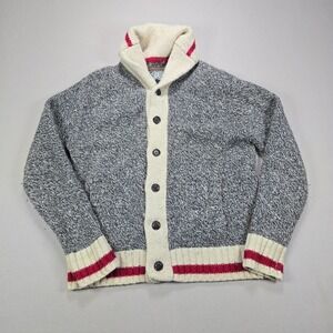 Roots Cardigan Sweater Shawl Collar Salt and Pepper Gray Mens Medium